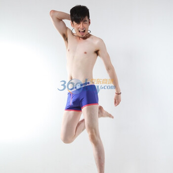 猫人 F114110/炫色LOGO橡筋平角男裤蓝XXXL
