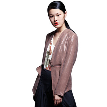 CELLMICELL 巴哈米舍2012新款女装 拉链无扣西装/大牌设计师款无领外套 701CW026 咖啡色 L