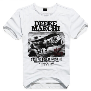 DEERE MARCHI迪尔马奇 个性复古二战印花修身男士短袖T恤DM920 白色 XXXL