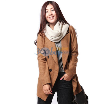 韩都衣舍 韩国春季新品新年春装双排扣女西装HC0040 驼色 M