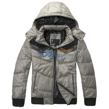 EBG男装正装2011秋冬韩版经典时尚保暖休闲羽绒服6200703 浅灰色 XXL