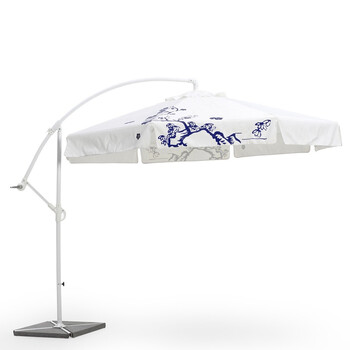 imuse 观唐户外家具 户外伞 庭院家具伞青花弯臂伞大雨伞 户外太阳伞AU8002N02TEX 骨白
