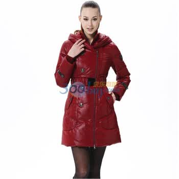 波司登 2011新款 羽绒服 女 亮面单排扣防风领中长款 BR2322 酒红色 185/104A(XXXL)