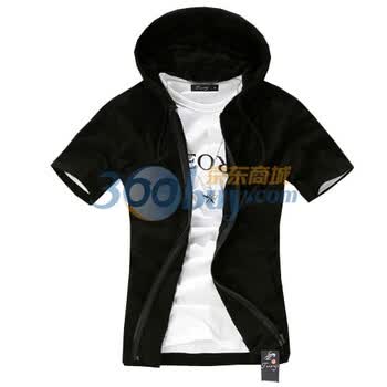 拓一2011新款男士休闲韩版男装情侣连帽短袖/T恤九色入611 黑色 185/105(XXL)