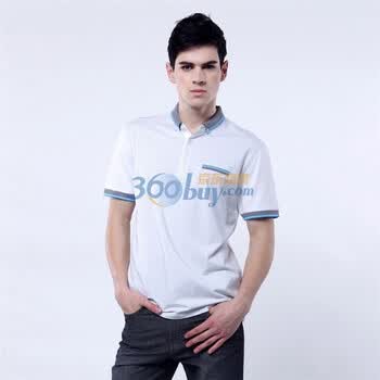 蓝冰 2012夏装男翻领素色短袖T恤^@^BAA2801 平纹特白 190/108A(XXXL)