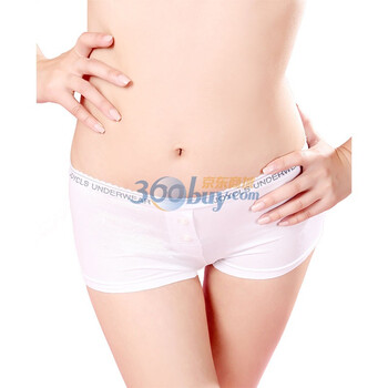 佳衣库JOYCLS 60s优质精梳棉 可爱舒适 两粒扣 中腰 女士平角裤 WP03 5色 漂白色 L