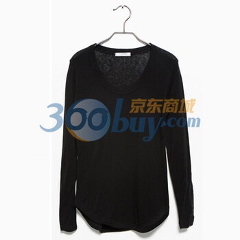 时尚起义 冬装韩国进口简约百搭圆领口T恤 女562945 黑色 one