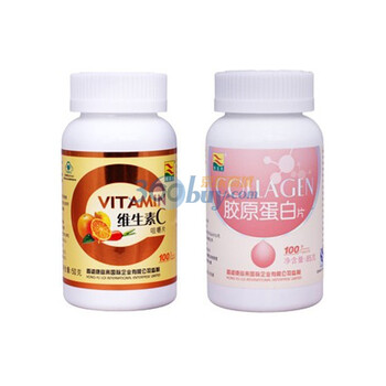 康富来维生素C咀嚼片+胶原蛋白片搭配装（500mg/片*100片*1瓶+850mg/片*100片*1瓶）