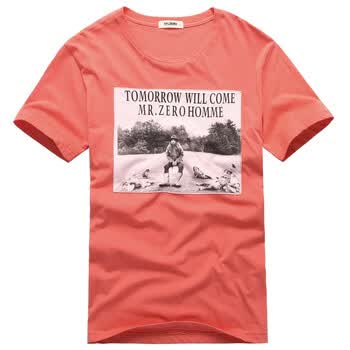 零号男 2012春季新品 时尚双层贴布印花潮T恤 BFB0303 橙色 XXL