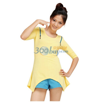 Aozi奥姿 秋款新品 休闲圆领修身纯色拼接简约女式T恤aT0100 黄色 M