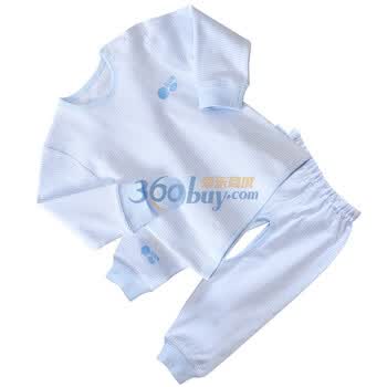 贝贝怡（bornbay）BB315-512 宝宝服 肩开扣上衣 婴儿童装内衣套装 淡蓝 90码