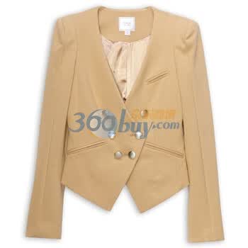 歌莉娅GOELIA 外套 深V无领西装小外套101C600B 卡其色 L