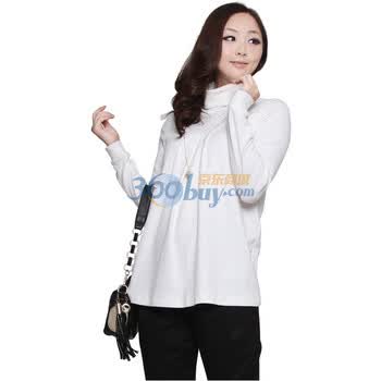 百伶妈妈时尚春装孕妇打底衫打底衣10813（高领） 白色 L