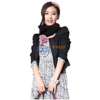 浪漫一女 欧美围脖两件套短外套 2011秋装新款 黑色 L