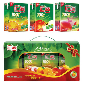 汇源100％礼盒200ml*12盒 不添加糖、色素、防腐剂
