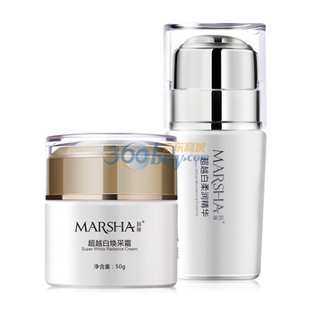 玛莎（marsha）超越白组合套装 玛莎超越白柔润精华30ml+玛莎超越白焕采霜50g