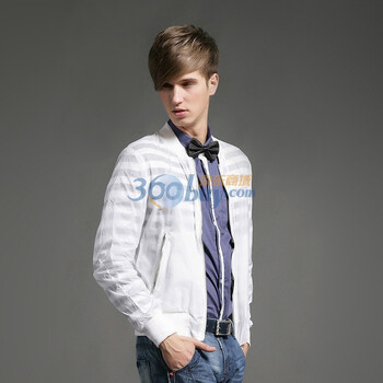 gxg 男士都市时尚小立领休闲茄克#11621035 白色 XL