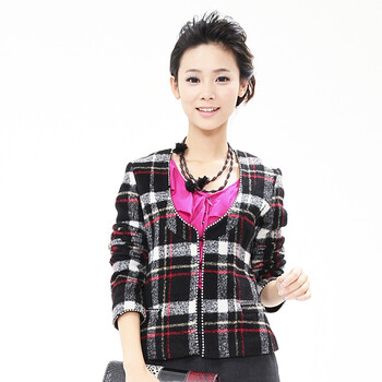 音曲女装 秋冬新品 格子短外套 YLDW3101 灰色 XL