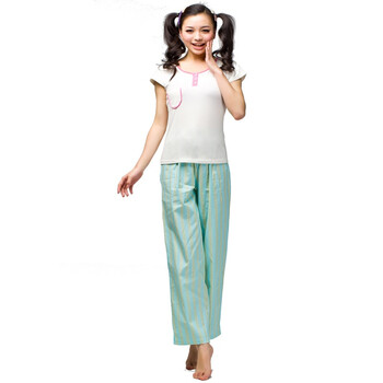 爱帝女式棉莫代尔家居服9095149711【买即送10元京券】 米白/绿条 XXL