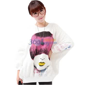 韩都衣舍 韩国卫衣春季新品新年春装女彩色娃娃头卫衣GY0370 象牙色 均码