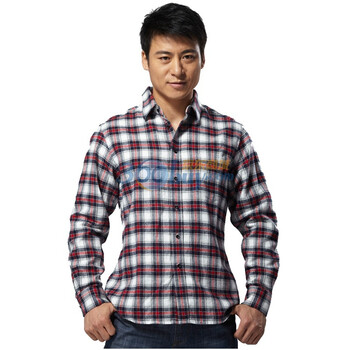 红豆hodo长袖衬衫男士时尚休闲法兰绒全棉格子衬衫ECW11041 红色 185/100