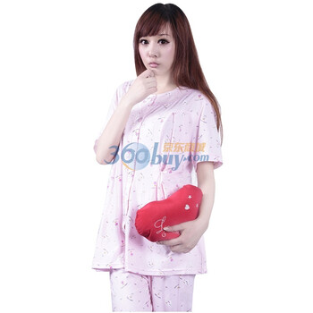 莱薇妈咪 夏装纯棉印花家居孕妇套装 哺乳装 96537粉色 M