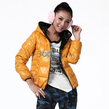 2011新款 雪中飞羽绒服 女连帽时尚夹克短款 XR9020 黄色 175/100B(XL)