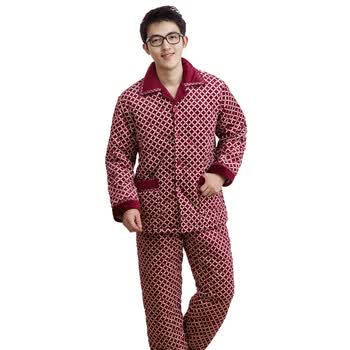 荻嘉茂 秋冬新款 超柔珊瑚绒加厚家居服套装 3230 红色 XXL