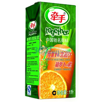 牵手 100%果蔬汁1L*12盒 胡萝卜+橙 （限北京地区购买）