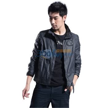 圣迪奥sdeerhe 男装秋百搭修身极简设计夹克黑1172258 深蓝色 XXL