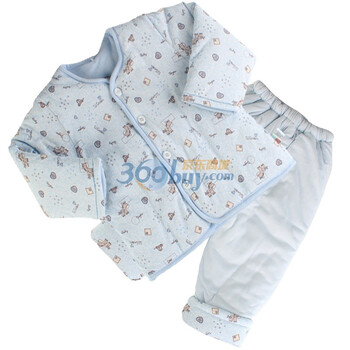 童泰 男女童装对开纯棉婴儿棉衣宝宝棉服套装冬装 F2130 蓝色 80码