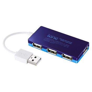 日本SANWA SUPPLY USB-HUB257BL 炫彩USB集线器4口 3色可选/炫蓝