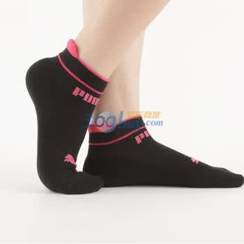 PUMA 彪马 春夏款 女款短筒 时尚提花毛圈运动袜子 黑色 23-25cm