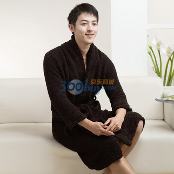 荻嘉茂 2011秋冬新款 珊瑚绒男士睡袍/浴袍 1110黑色XL
