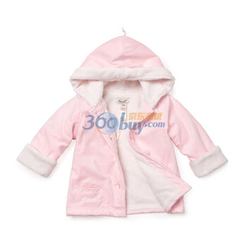 davebella 春款新品 时尚单排扣双层绒宝宝外套/婴儿外套 1158 粉红白色 90(3T)