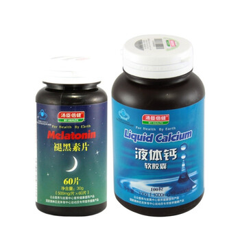 【安神补脑组合】汤臣倍健褪黑素片500mg*60片/松果体素片+汤臣倍健液体钙软胶囊1000㎎×100粒