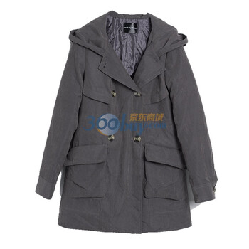 as安都2011冬新款女装 极简经典款双排扣风衣式棉服 外套9158224深灰L