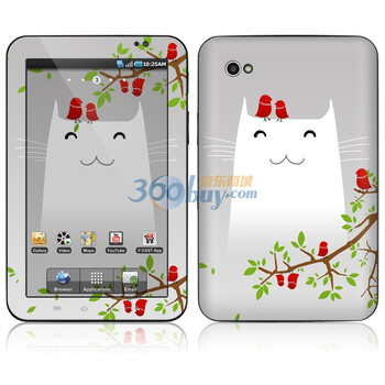 ideaSkin 三星 GALAXY Tab / P1000 / P1010 皮肤 白色小猫与麻雀 外壳保护套皮贴膜 DBGA810518