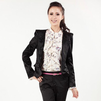 天恩 T.EN 女装 春季新品 蜂巢时尚小外套 OL小西装 0111B260A 黑色/09 L/40