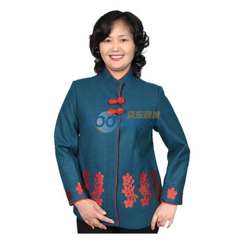 露西法兰 中老年女装冬装新款 妈妈装 羊毛呢长袖外套 JS-意诺莉尔D-116 蓝 XXXXL