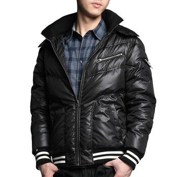 Markless2011冬季新款连帽拉链羽绒服男90%白鸭绒保暖YR11318M黑色XXL