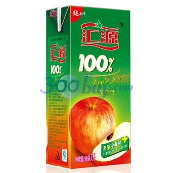 汇源100%苹果汁1L*12盒 不添加糖、色素、防腐剂