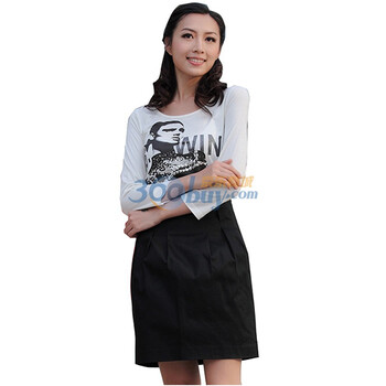 季候风莱卡棉时尚短裙S9333BK2709 深黑BK3 L/165