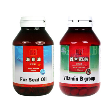 善元堂海狗油软胶囊500mg*100粒+善元堂维生素B族软胶囊(健)500mg×60粒/瓶