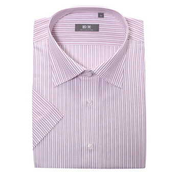 顺美 SMART GARMENTS 春夏男士商务休闲 粉色条纹 短袖衬衫091001 44