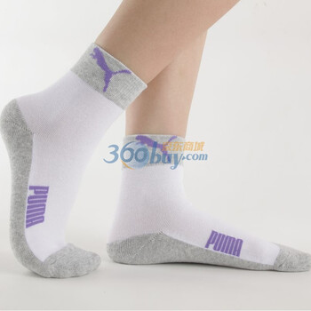 PUMA 彪马 休闲运动短袜 女款提花精梳棉袜子 漂白-浅花灰 23-25cm