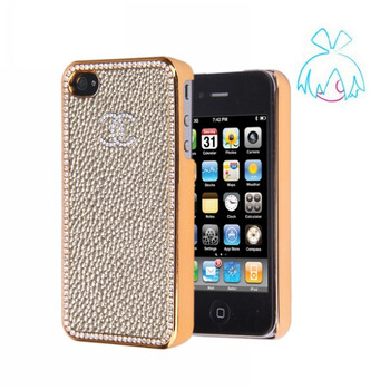 萝莉（LOLI）iphone4外壳-真皮钻框之名品系列小C款　金色