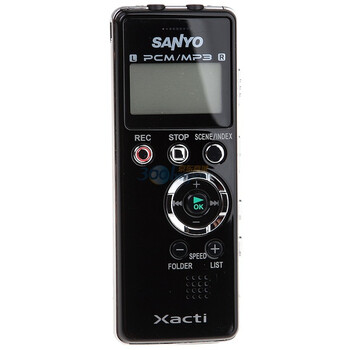三洋（SANYO）ICR-PS004M 可扩卡PCM线性录音笔 内配2G卡 录音笔（黑色）