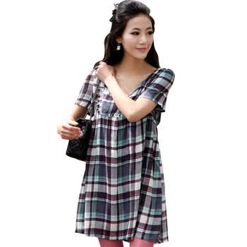 喜满孕妇装韩版孕妇裙夏装短袖上衣背心短裙A290 绿色 XL