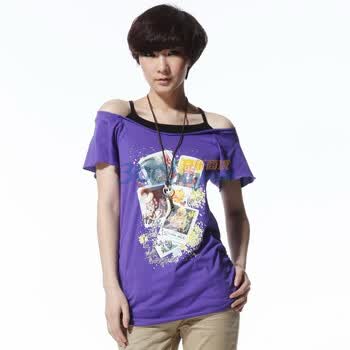 唐狮Tonlion女装短袖韩版T恤111221022376 原价109 青莲 XL